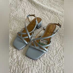 Baby Blue Strappy Block Heels Size 8